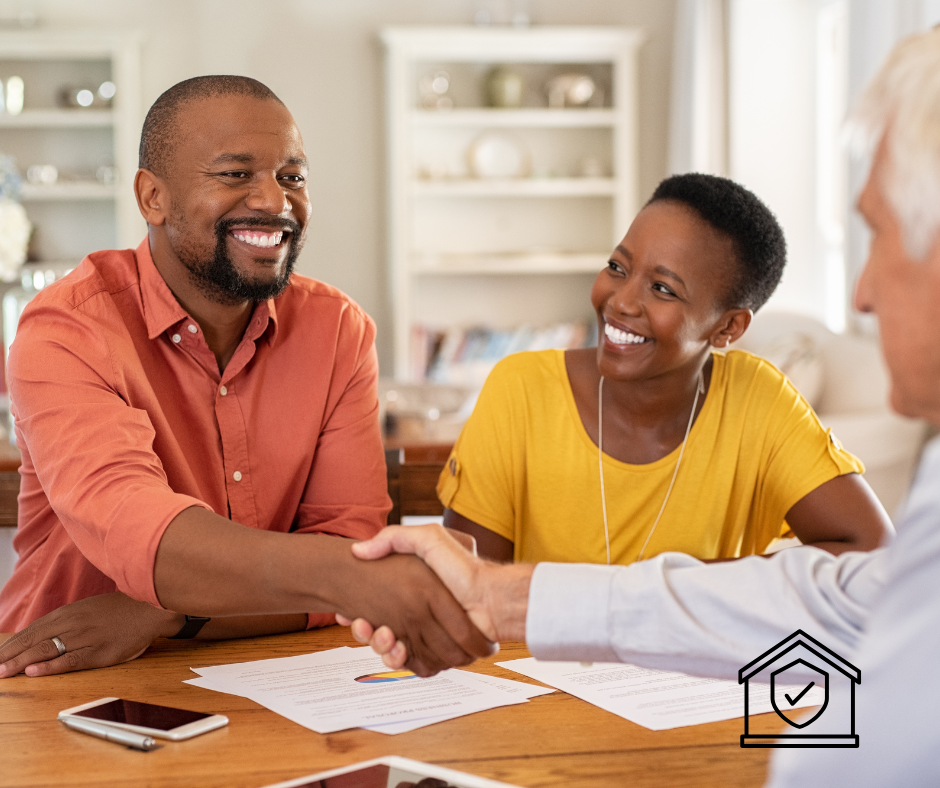 A family buying home insurance.